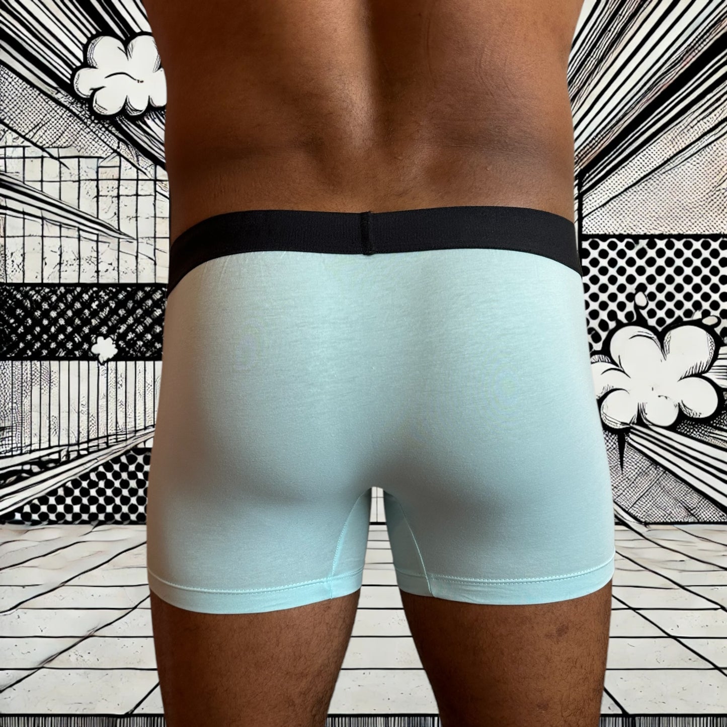Boxer homme Le Beau Tom — bleu, confort, marque française, design lyonnais, fabrication Portugal, vue dos