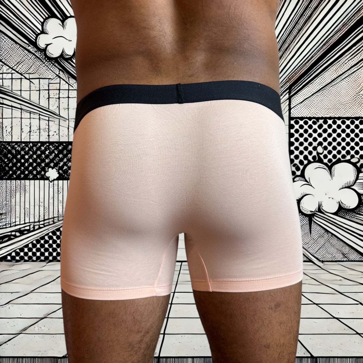 Boxer homme Le Beau Tom — rose saumon confort, marque française, design lyonnais, fabrication portugal, vue de dos