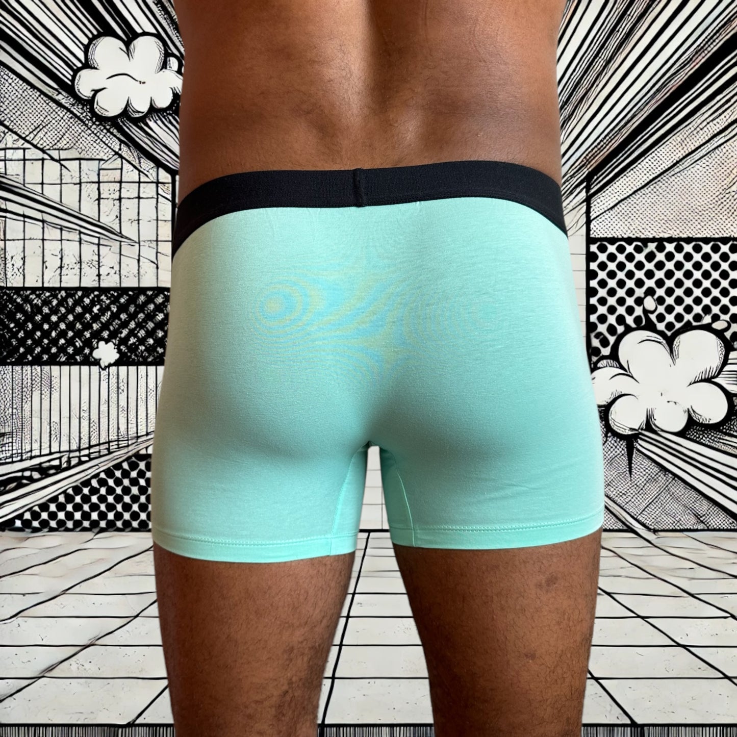 Boxer homme Le Beau Tom — vert confort, marque française, design lyonnais, fabrication portugal, photo dos