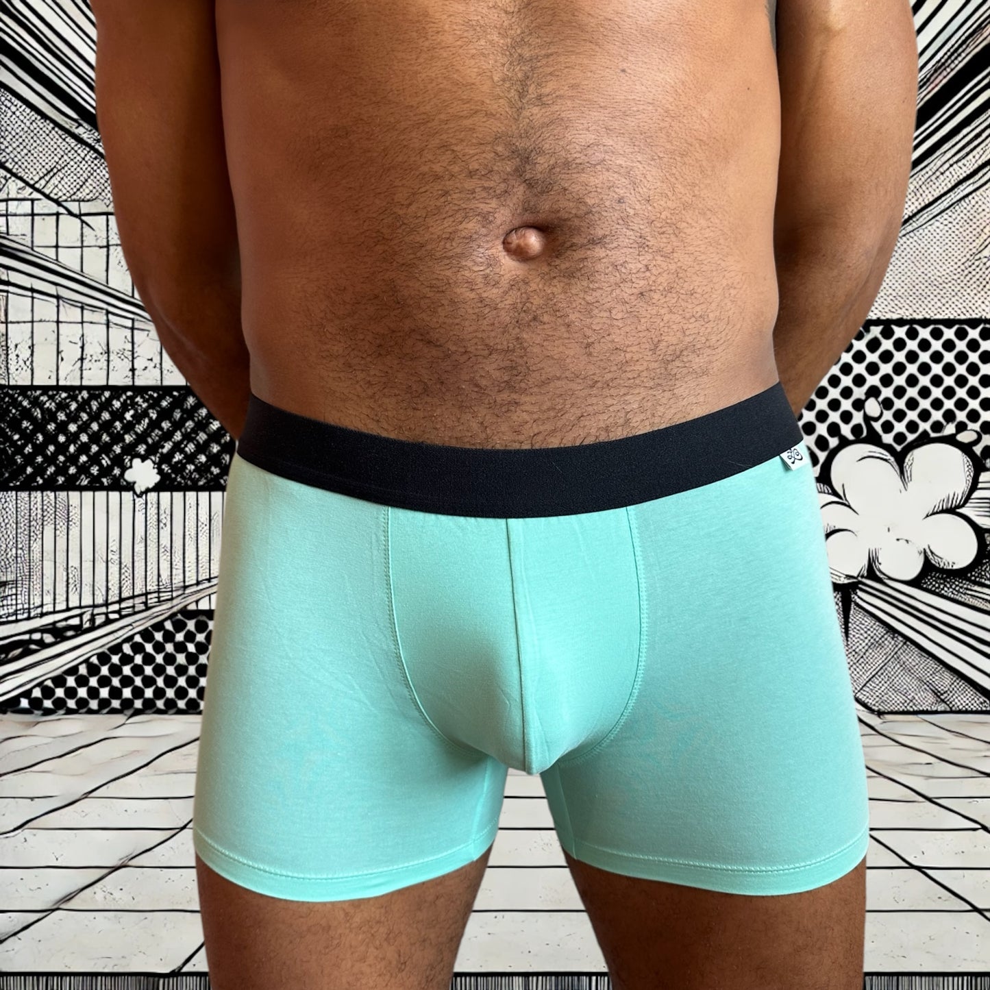 Boxer homme Le Beau Tom — vert confort, marque française, design lyonnais, fabrication portugal, face
