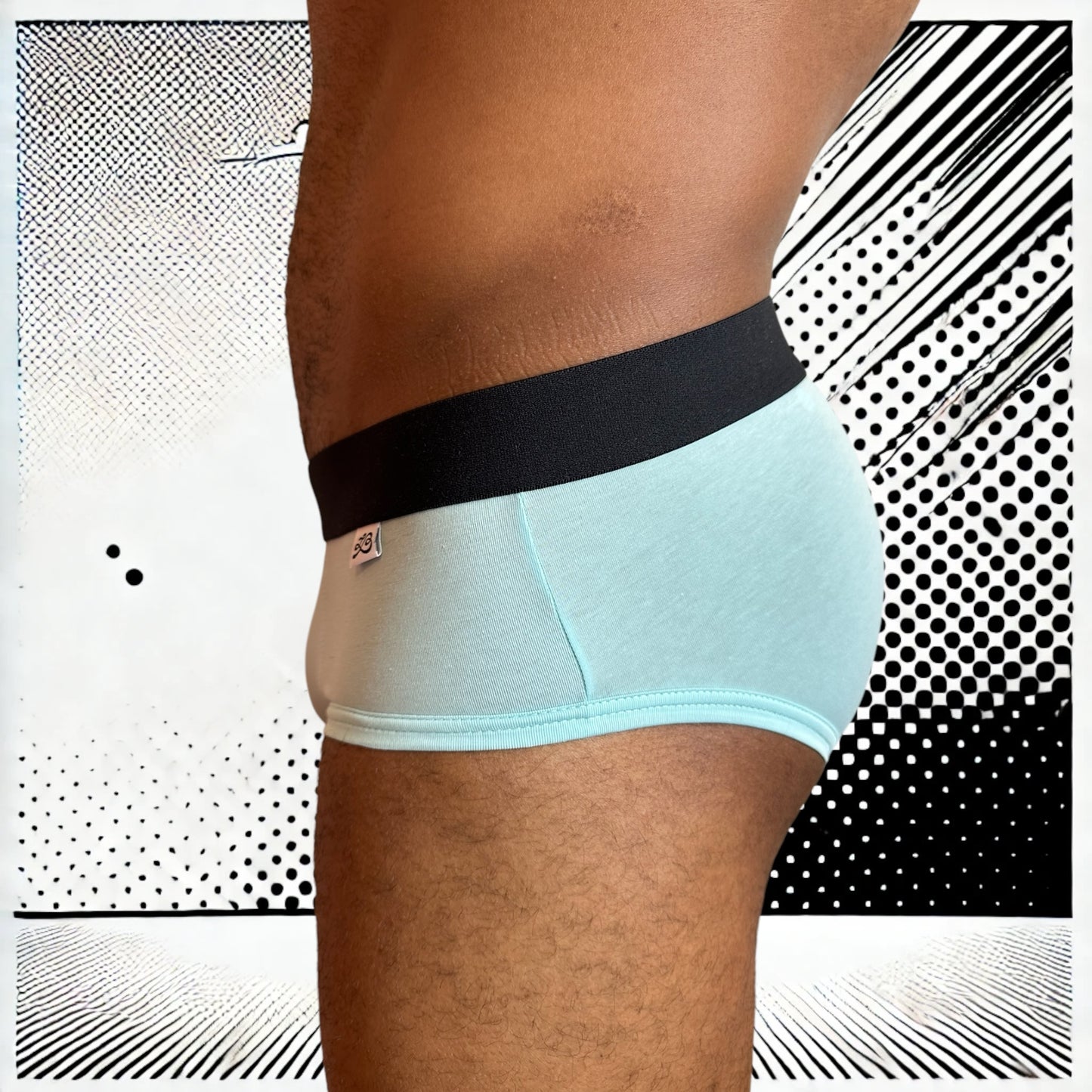 Slip homme Le Beau Tom - bleu, confort, marque française, design lyonnais, fabrication Portugal, vue profil gauche