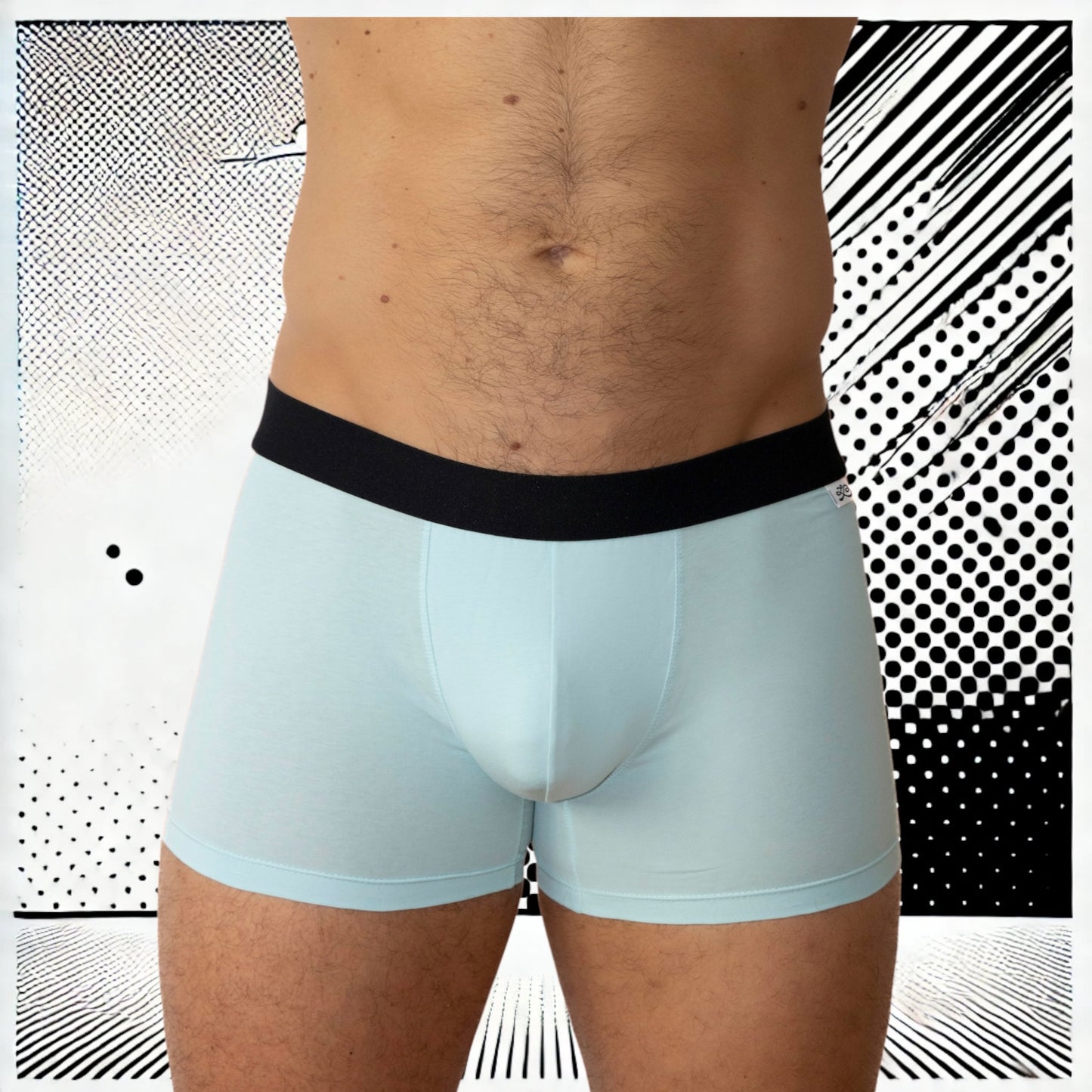 Boxer homme Le Beau Tom — bleu, confort, marque française, design lyonnais, fabrication Portugal, vue face