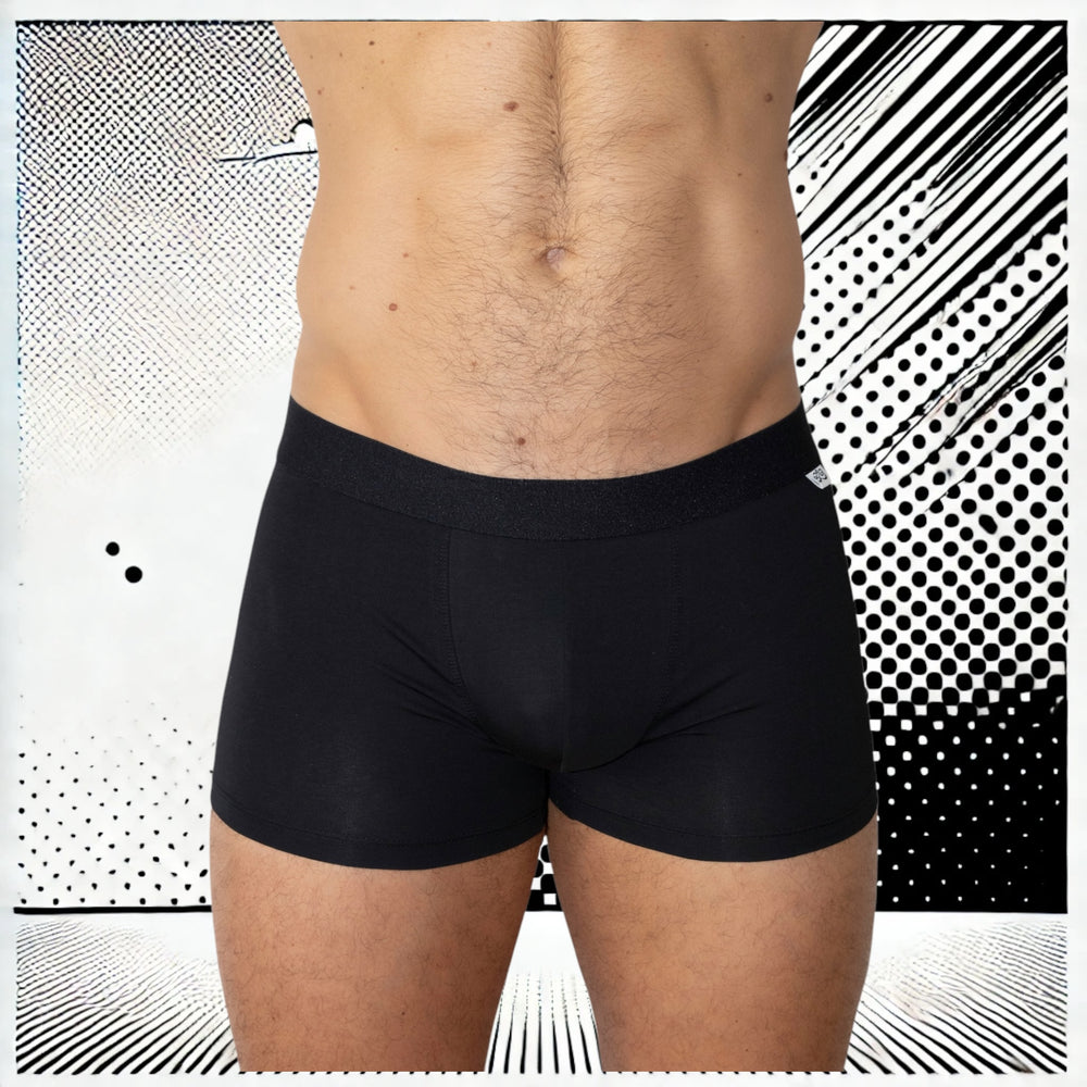 Boxer homme Le Beau Tom - noir, confort, marque française, design lyonnais, fabrication Portugal, vue de face