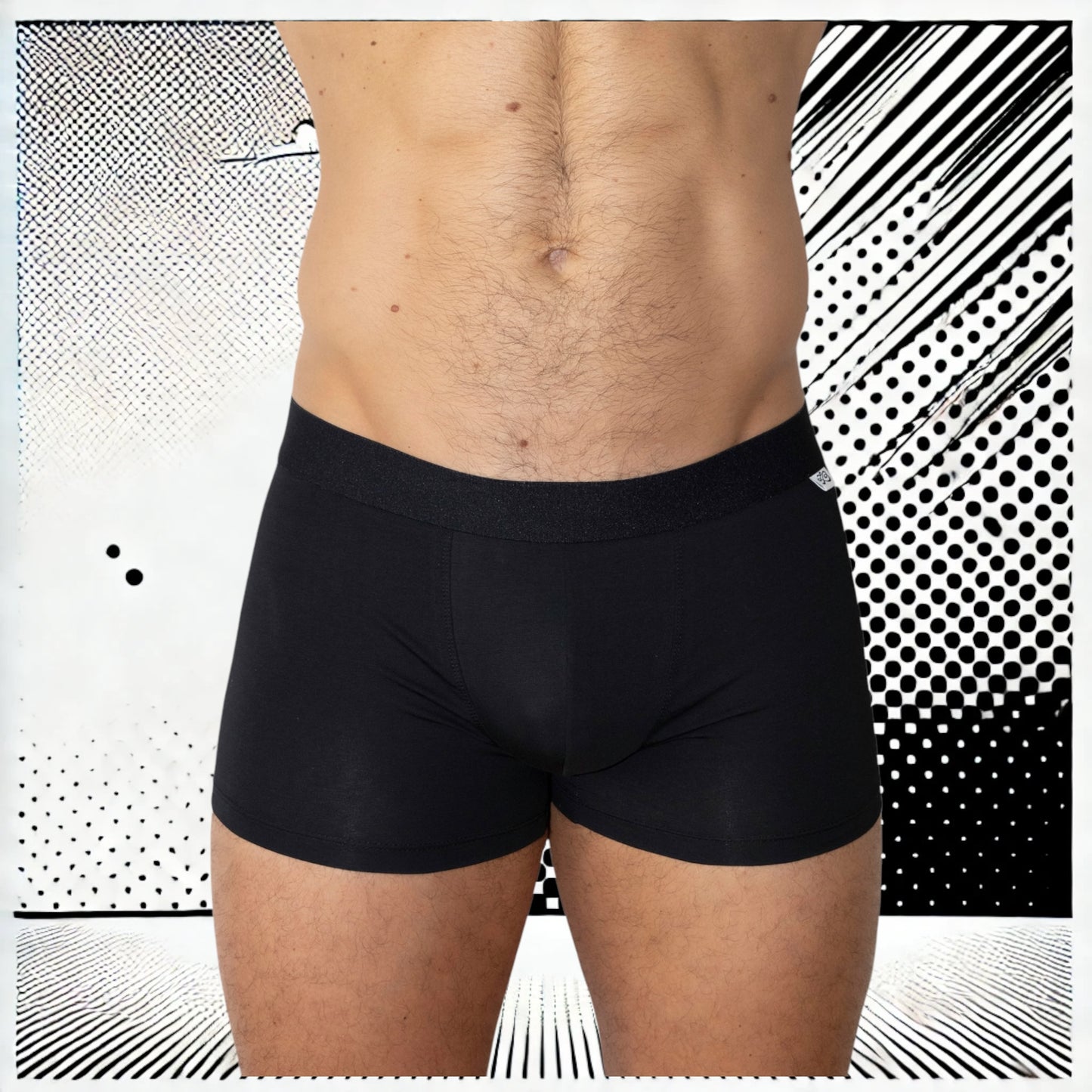 Boxer homme Le Beau Tom - noir, confort, marque française, design lyonnais, fabrication Portugal, vue de face