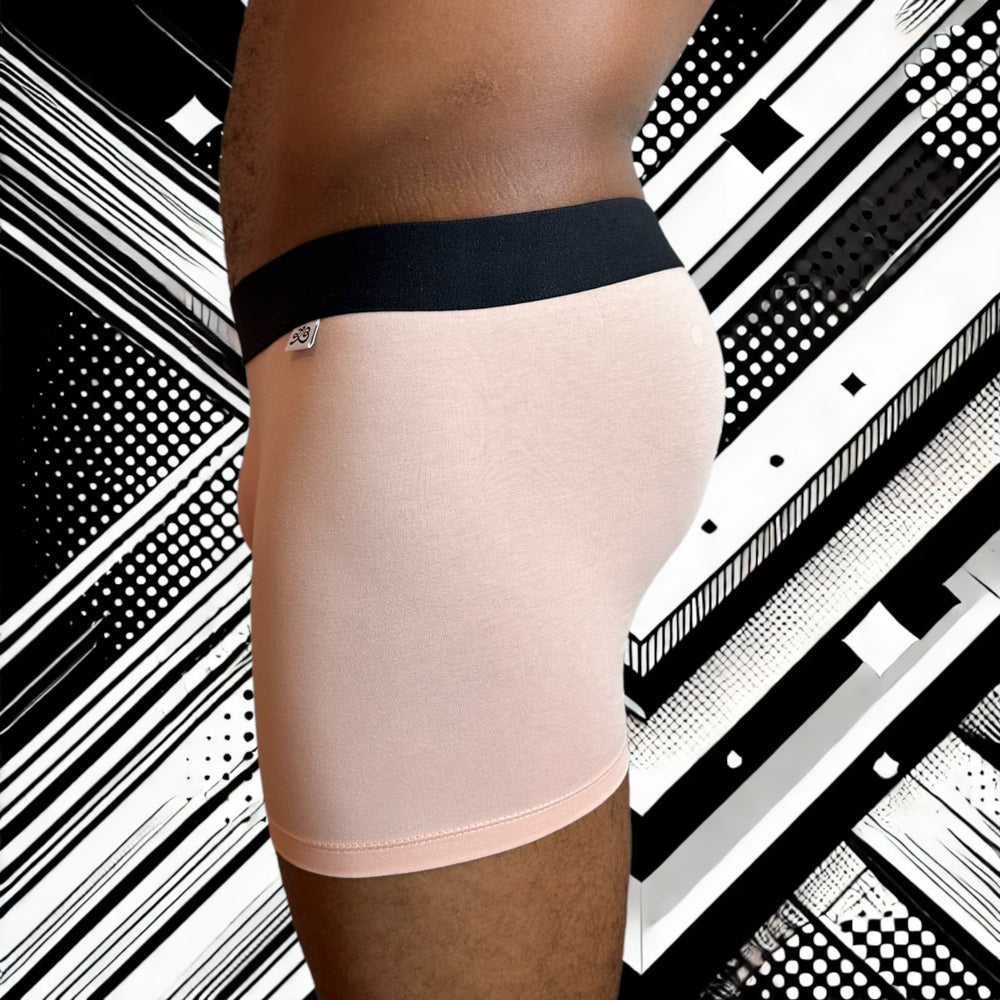 
                  
                    Boxer homme Le Beau Tom — rose saumon confort, marque française, design lyonnais, fabrication portugal, profil gauche
                  
                