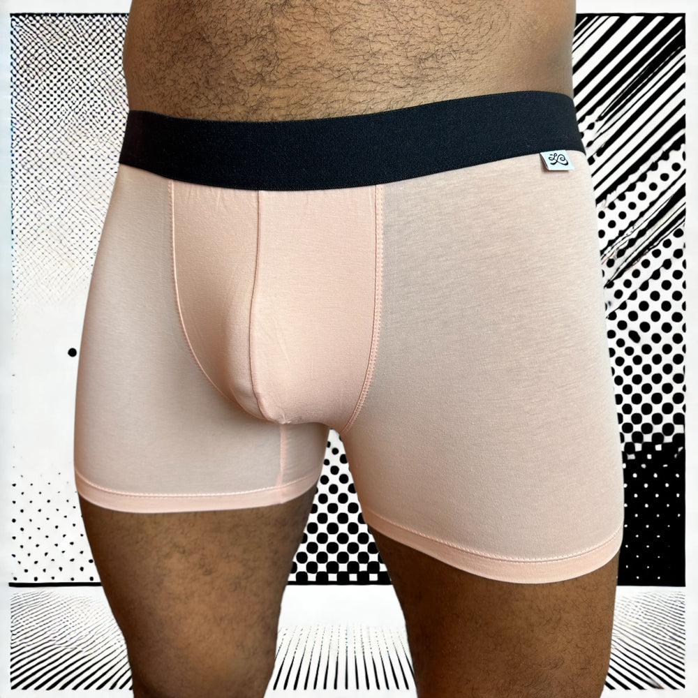 
                  
                    Boxer homme Le Beau Tom — rose saumon confort, marque française, design lyonnais, fabrication portugal, vue face
                  
                