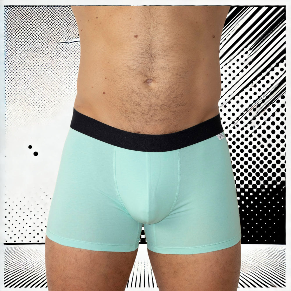Boxer homme Le Beau Tom — vert confort, marque française, design lyonnais, fabrication portugal, photo de face