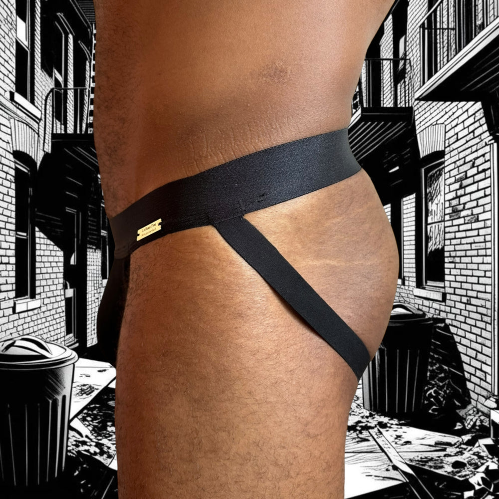 
                  
                    Jockstrap homme Le Beau Tom - noir, confort, marque française, design lyonnais, sexy, profil gauche
                  
                
