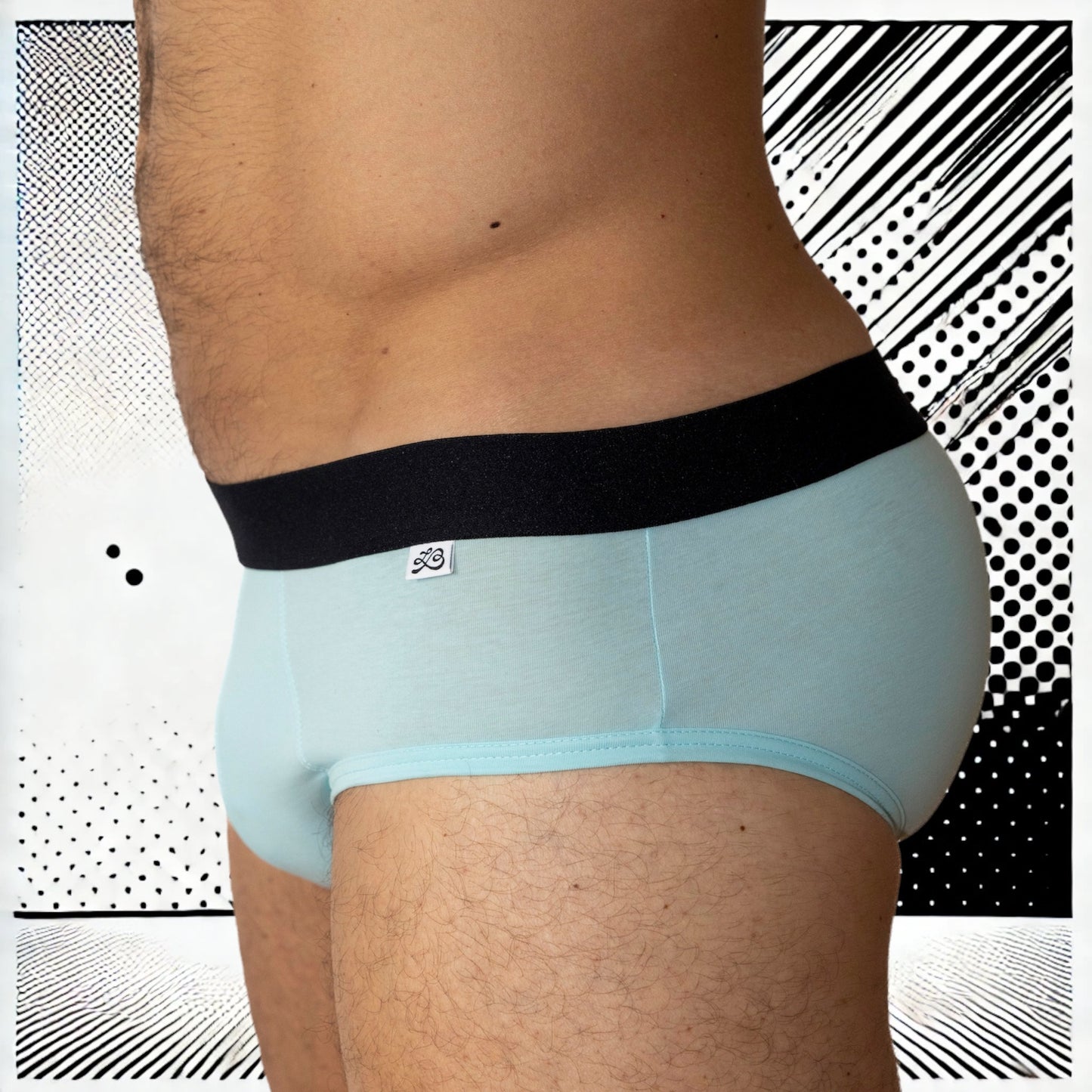 Slip homme Le Beau Tom - bleu, confort, marque française, design lyonnais, fabrication Portugal, vue profil gauche