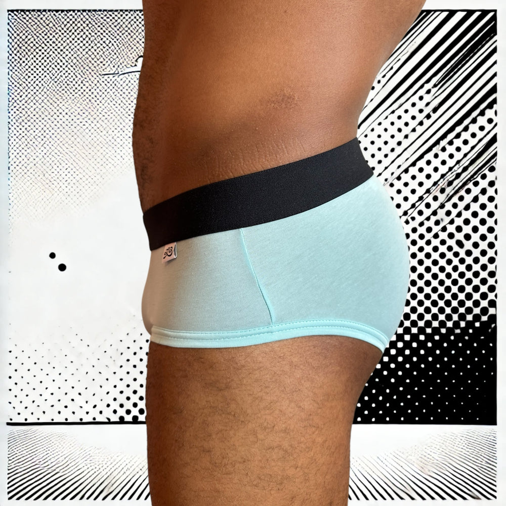 
                  
                    Slip homme Le Beau Tom - bleu, confort, marque française, design lyonnais, fabrication Portugal, vue profil gauche
                  
                