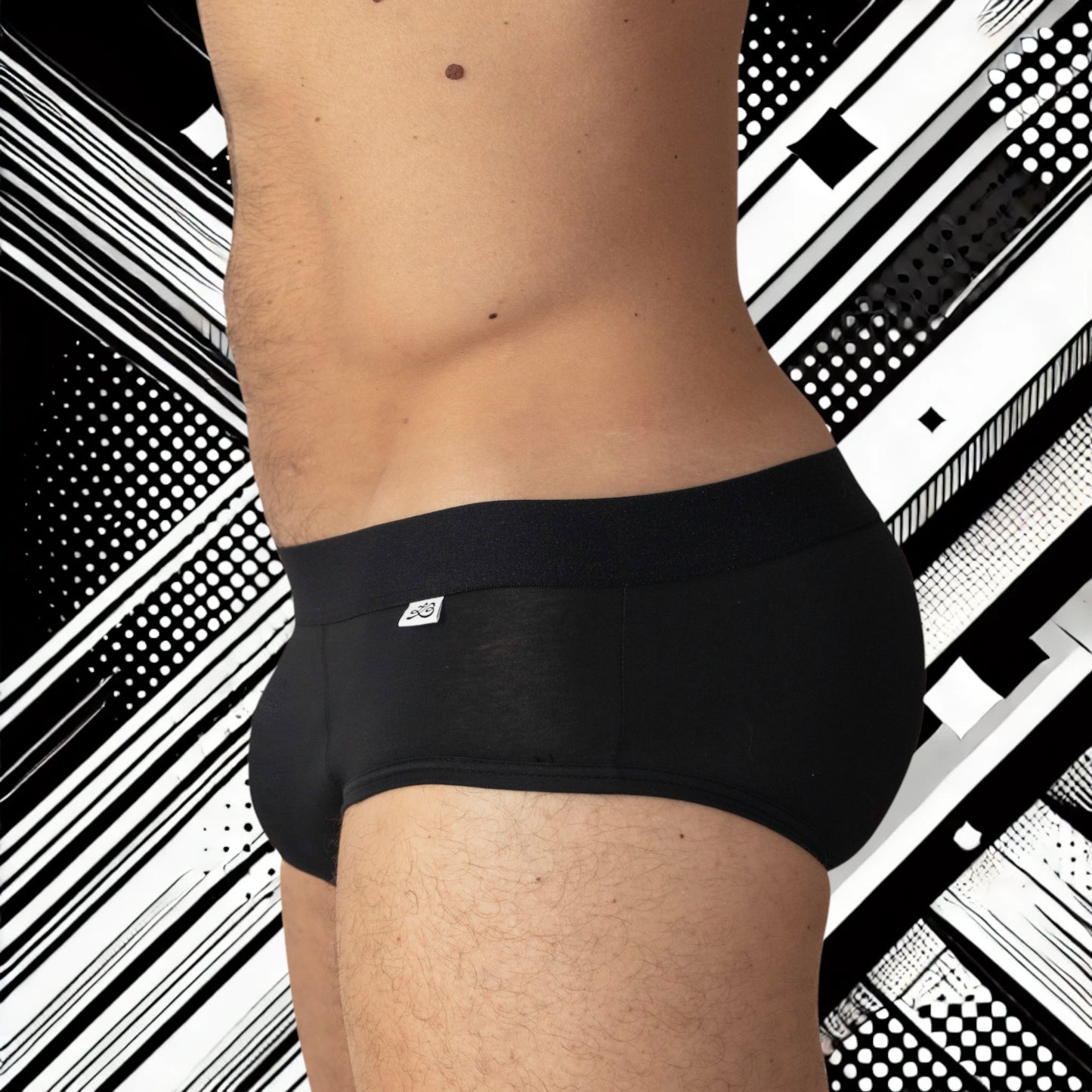 Slip homme Le Beau Tom - noir, confort, marque française, design lyonnais, fabrication Portugal, vue de profil gauche