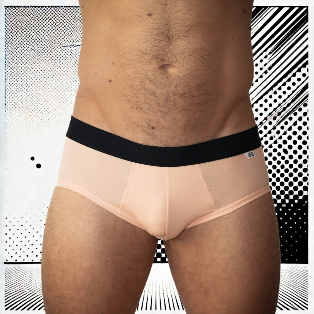 Slip homme Le Beau Tom - rose saumon, confort, marque française, design lyonnais, fabrication Portugal, vue de face