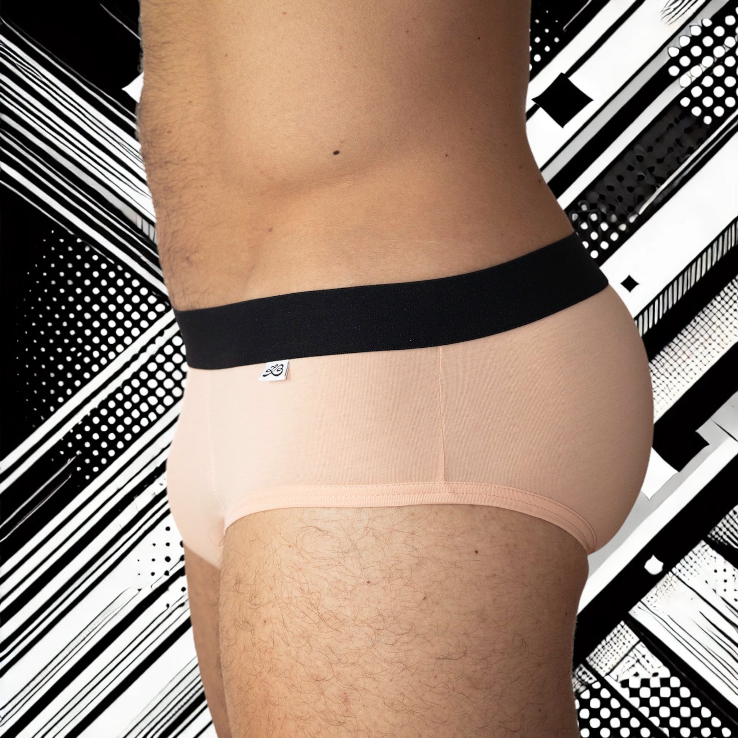 Slip homme Le Beau Tom - rose saumon, confort, marque française, design lyonnais, fabrication Portugal, profil gauche