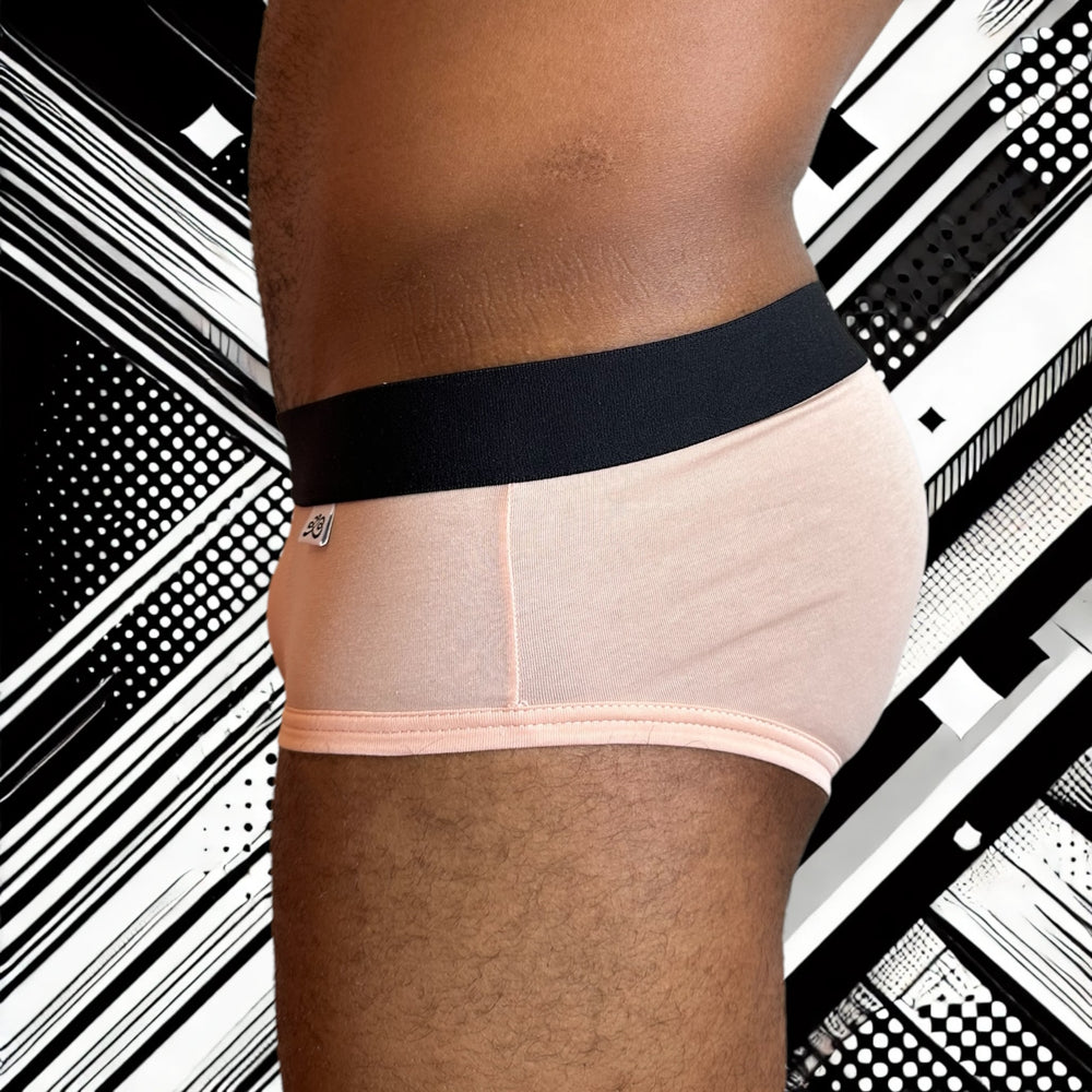 
                  
                    Slip homme Le Beau Tom - rose saumon, confort, marque française, design lyonnais, fabrication Portugal, vue profil gauche
                  
                