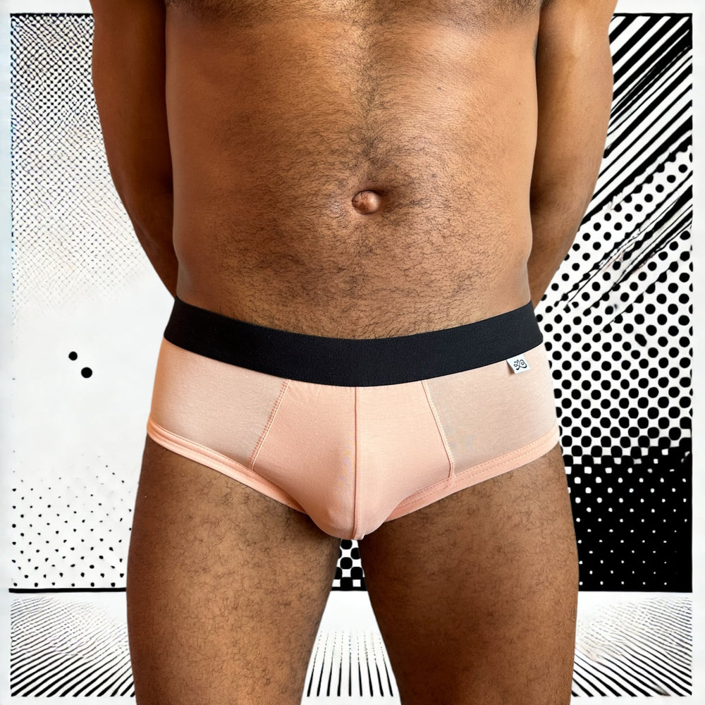 
                  
                    Slip homme Le Beau Tom - rose saumon, confort, marque française, design lyonnais, fabrication Portugal, vue face
                  
                