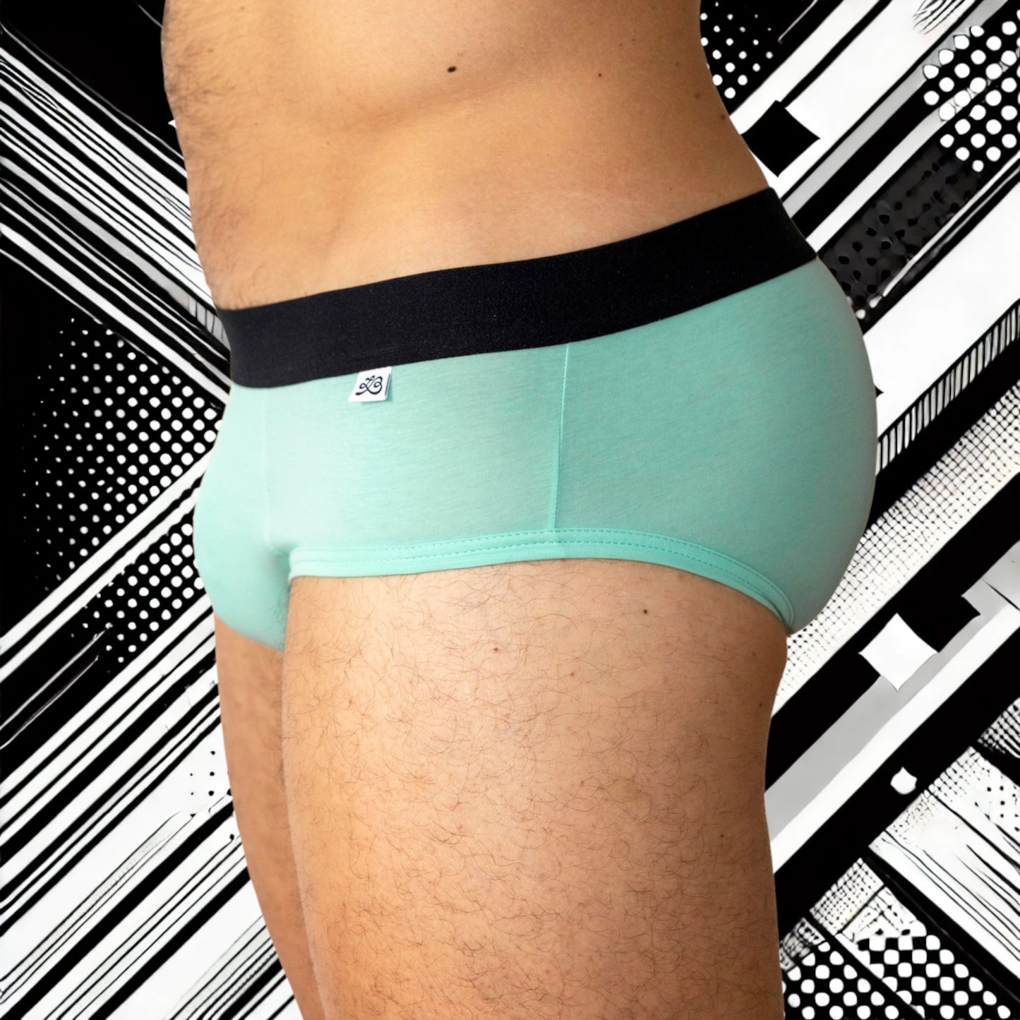 Slip homme Le Beau Tom - vert, confort, marque française, design lyonnais, fabrication Portugal, vue profil gauche