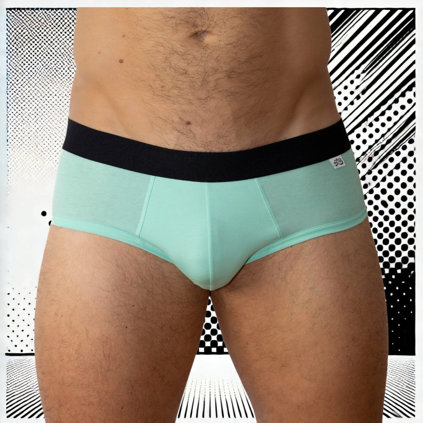 Slip homme Le Beau Tom - vert, confort, marque française, design lyonnais, fabrication Portugal, vue de face