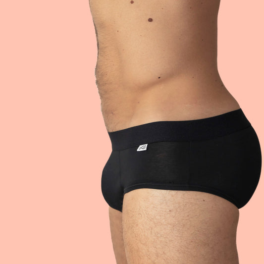 Men's Cotton Briefs - Black: Daily Comfort & Lightness